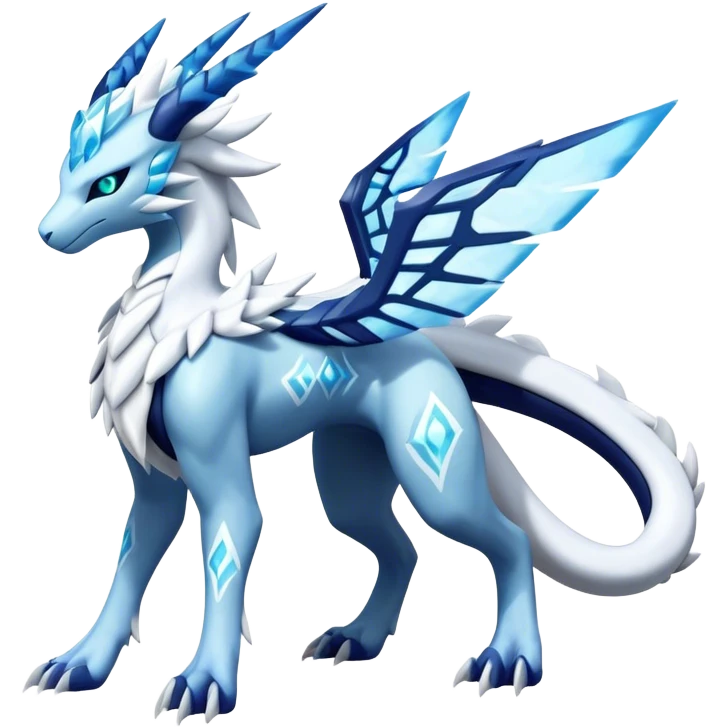 Kyurem-reshiram-Glaceon-dialga-suicune-hybrid, full body emoji
