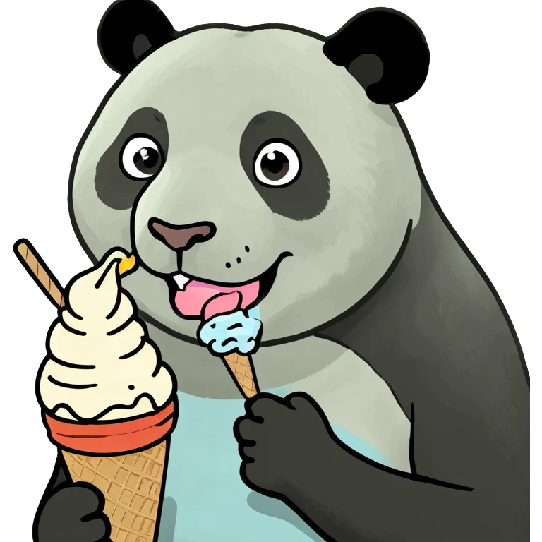 Panda eating ice cream emoji