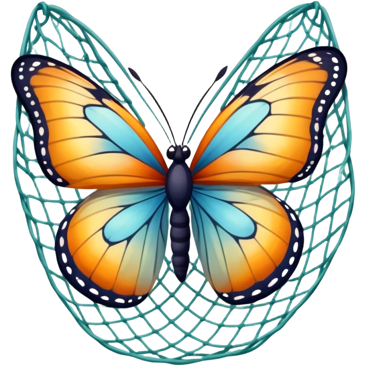 butterfly being caught in a net emoji