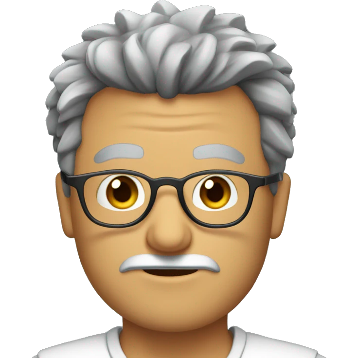 Man spiked hair round glasses gray beard hazel eyes emoji