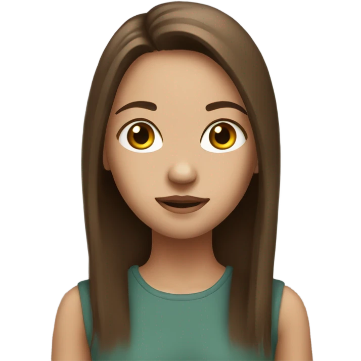 realistic girl with brown hair straight emoji