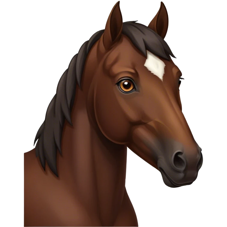 Dark bay horse with large white blaze portrait  emoji