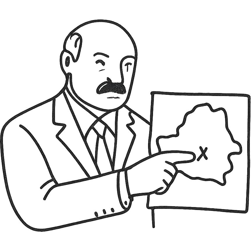 Лукашенко показывает на карте emoji