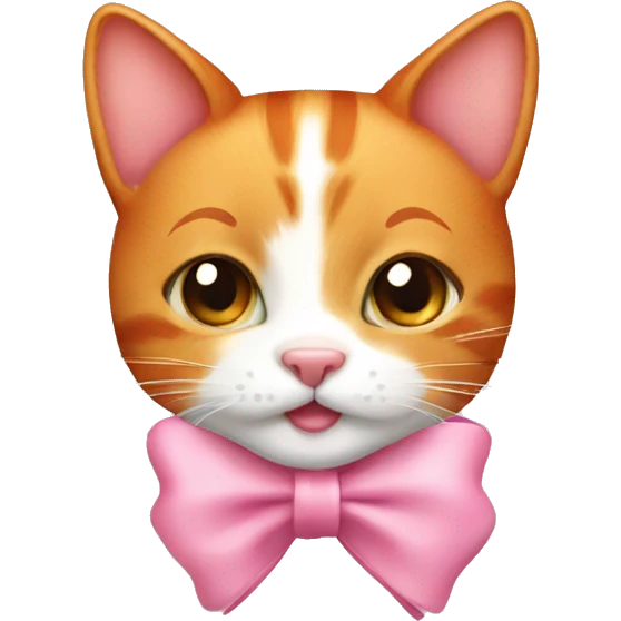 cute ginger cat with pink bow emoji