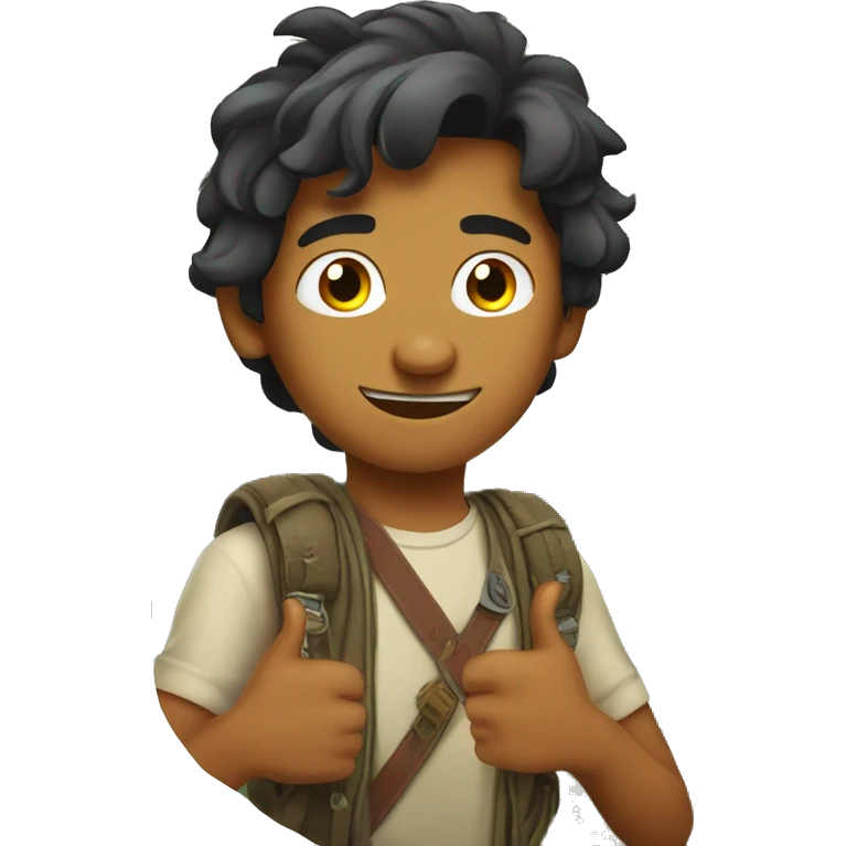 Young adventure guy thumps up indian emoji