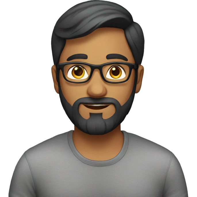 realistic emoji of an indian man in his 20s with a beard, glasses and short hair emoji