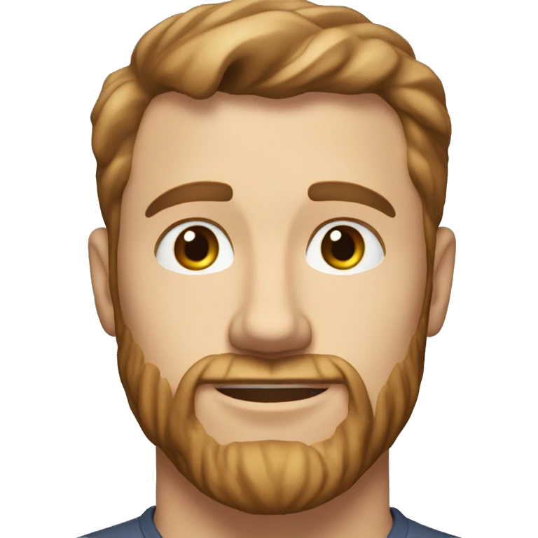 A head and shoulders shot of a 33 year old White man, with short brown hair, with stubble facial hair,   with brown eyes wearing a t-shirt. emoji