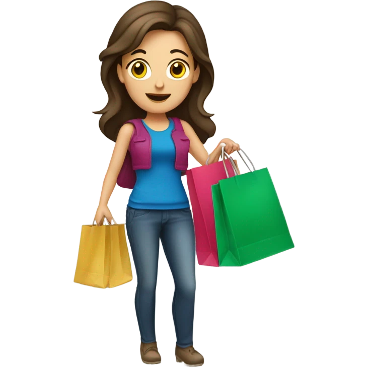 Brunette white woman shopping emoji