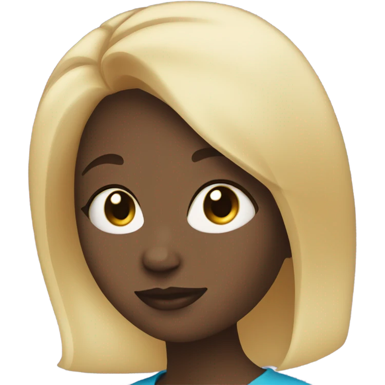 Black girl with blonde hair and blue eyes holding an egg emoji