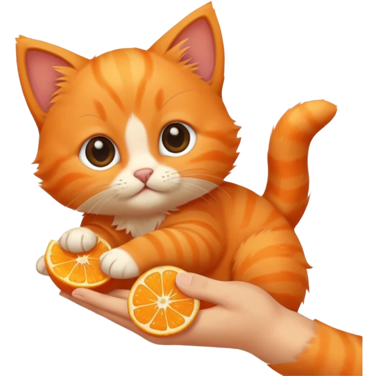 hand petting orange kitten emoji