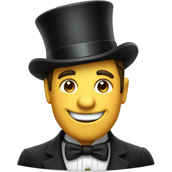 gentlemen with top hat smiling and showing  emoji