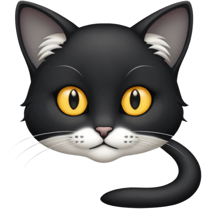 Chat noir et blanc tapant une souris grise emoji