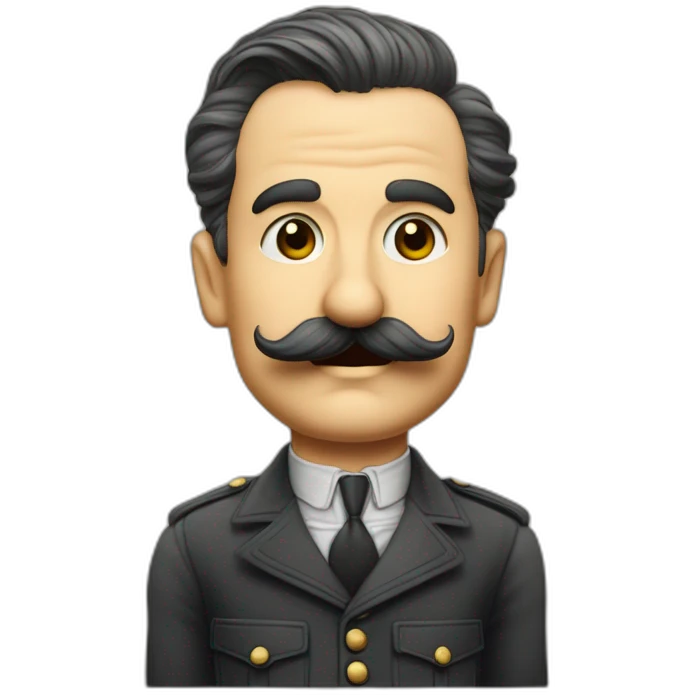 Hero de gerre dans les années 1940 en Allemagne avec la moustache de Chaplin et les cheveux plaqué sur le côté emoji