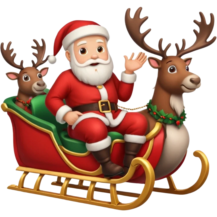 Santa in sleigh with Reindeers emoji