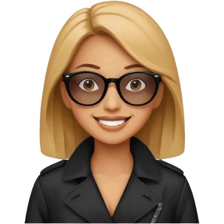 woman in black trenchcoat and sunglasses emoji