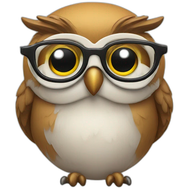 owl with glasses and drunk emoji