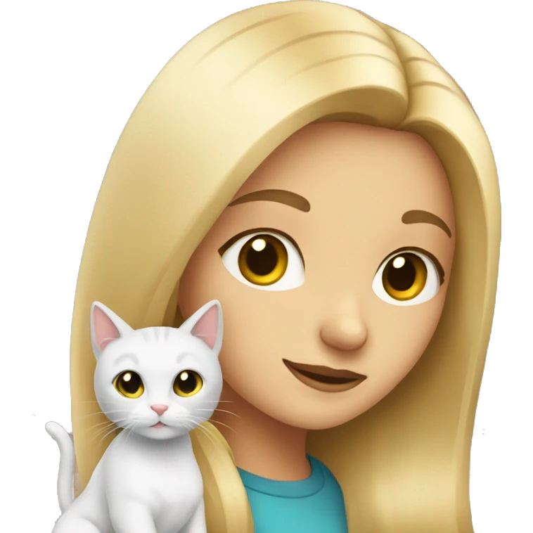 Blonde girl with a cat emoji