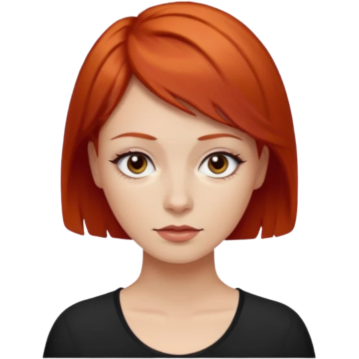 women with very short red hair and dark eyes emoji