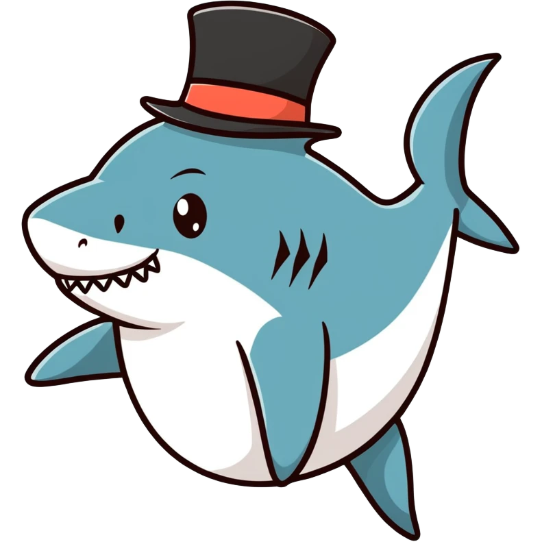 Shark with a top hat emoji