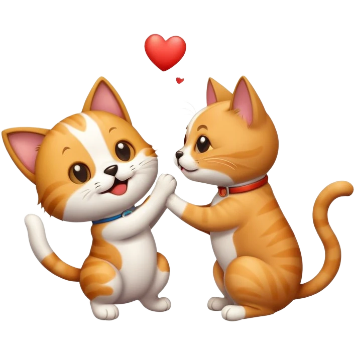 Cat and dog together as friends emoji