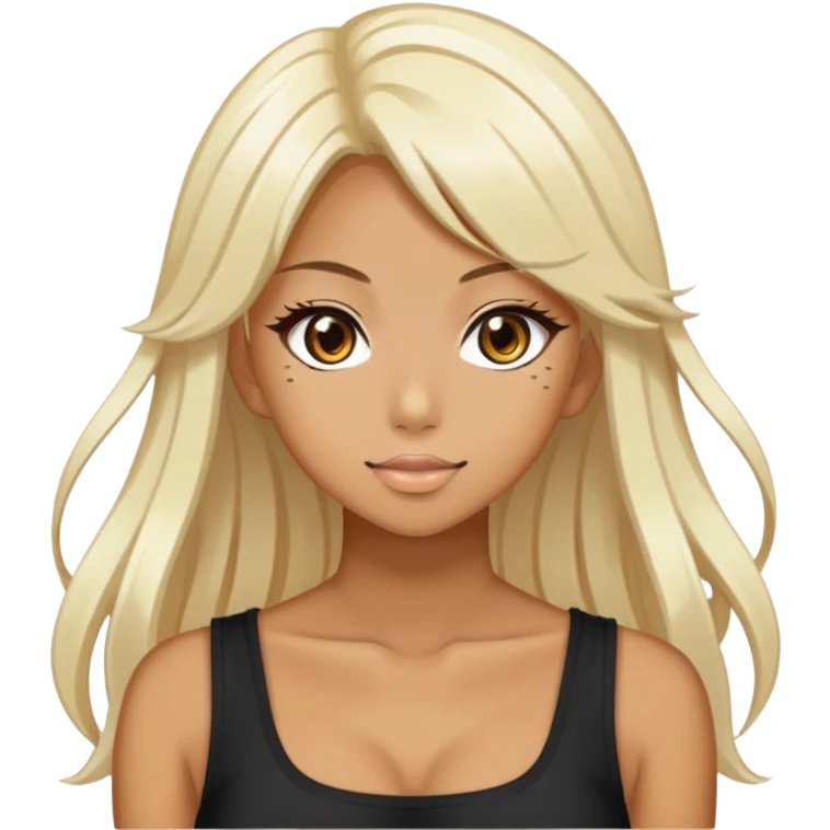 A very tanned Japanese yamanba gyaru girl with a dark tan and bleach hair emoji