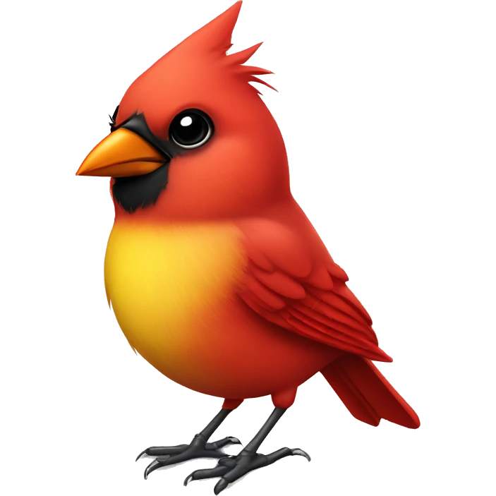 cute cardinal bird, red and yellow beak, cute and cool emoji