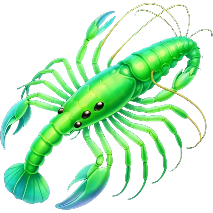 emoji of a glowing green shrimp emoji