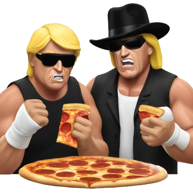 Donald trump eating pizza with the undertaker (from WWE) emoji