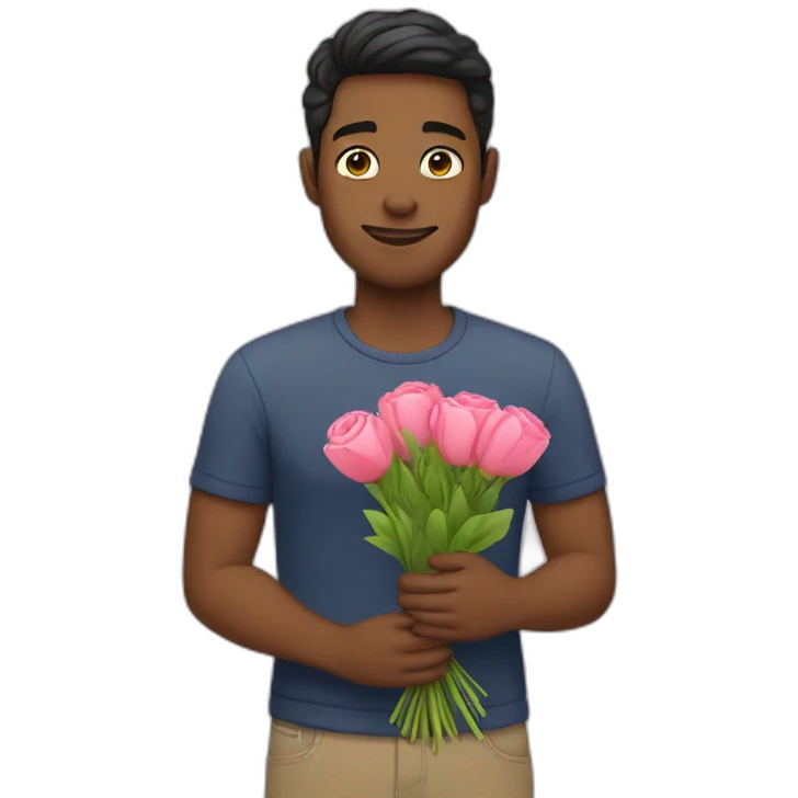 Gay man giving flowers emoji