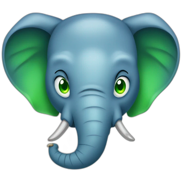 elephant head with an angry blue muzzle and green eyes emoji