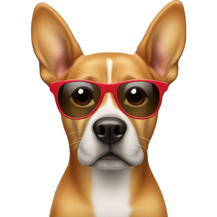 Dog wearing sunglasses with a red shirt  emoji