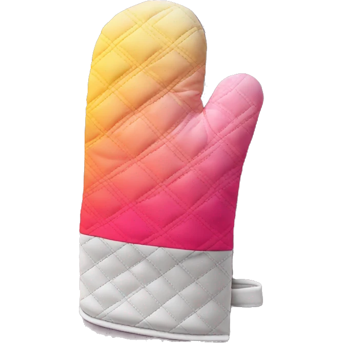 Realistic pink And yellow ombre quilted oven mitt. emoji