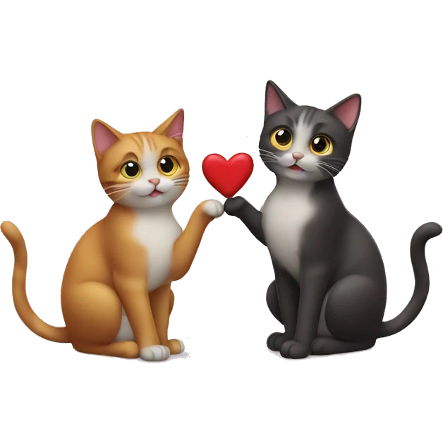 two cat making a heart with their tails emoji