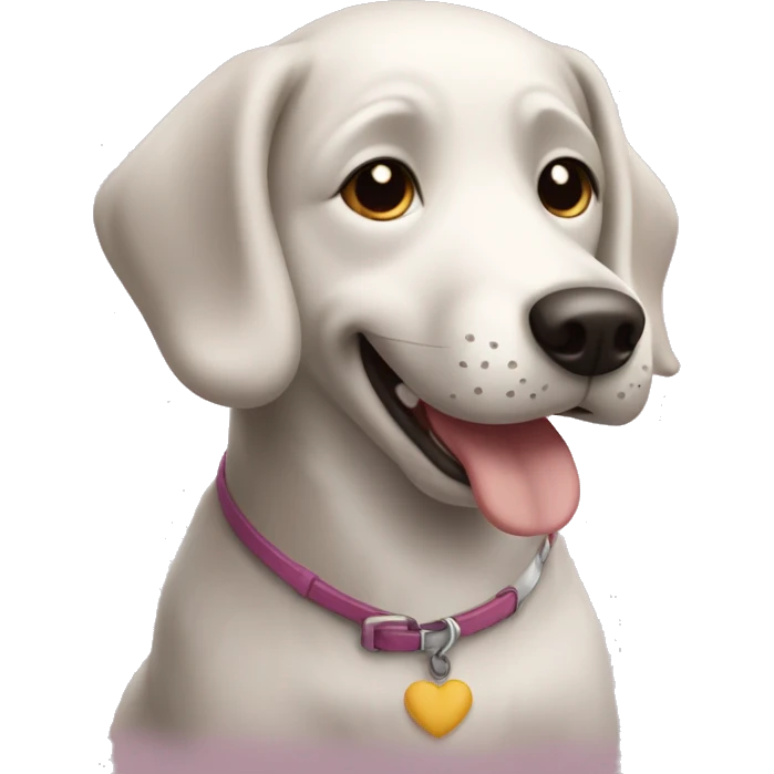 happy dog sit down in love emoji