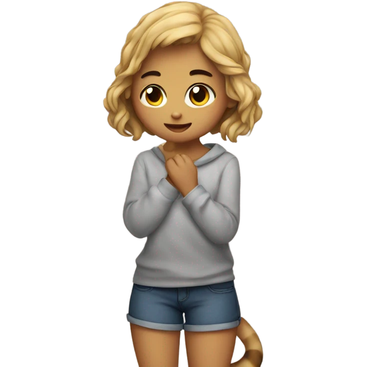 Cute girl pating cat  emoji