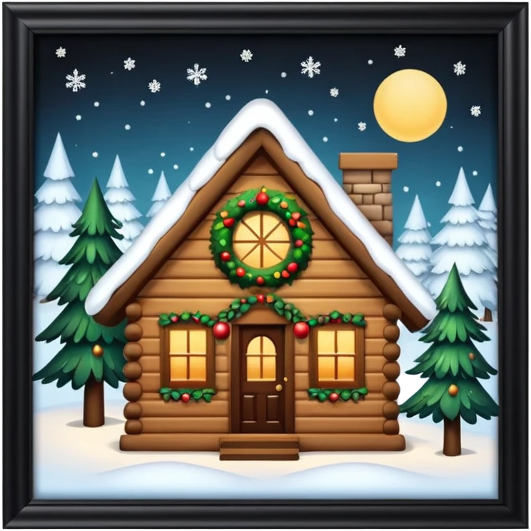 Realistic Beautiful Christian Christmas tree in a cabin emoji