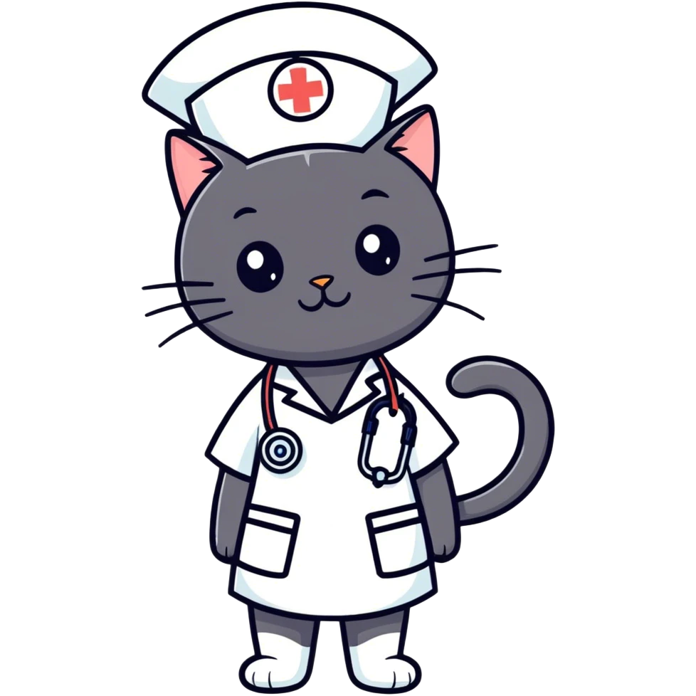 Black cat nurse emoji