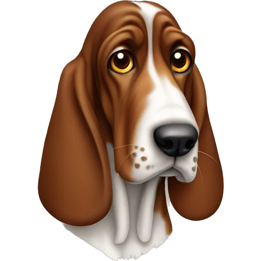 Brown basset hound with dotted nose emoji