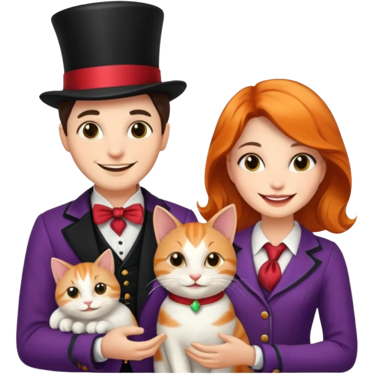 magician couple and their pet cat emoji
