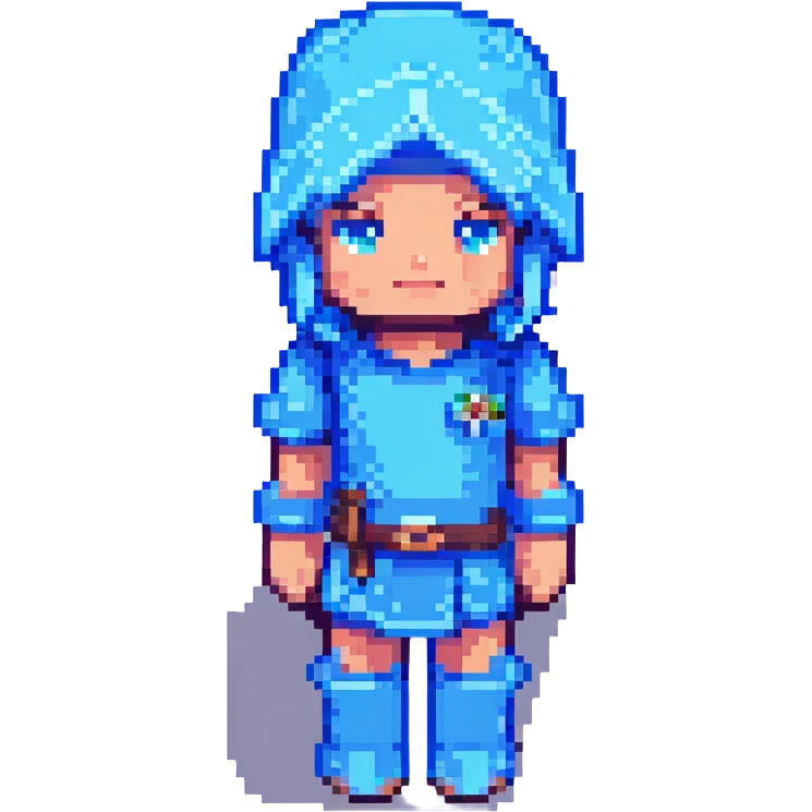 Extract and isolate the character in the blue outfit, preserving the original Minecraft pixel art style, colors, and transparent background. emoji