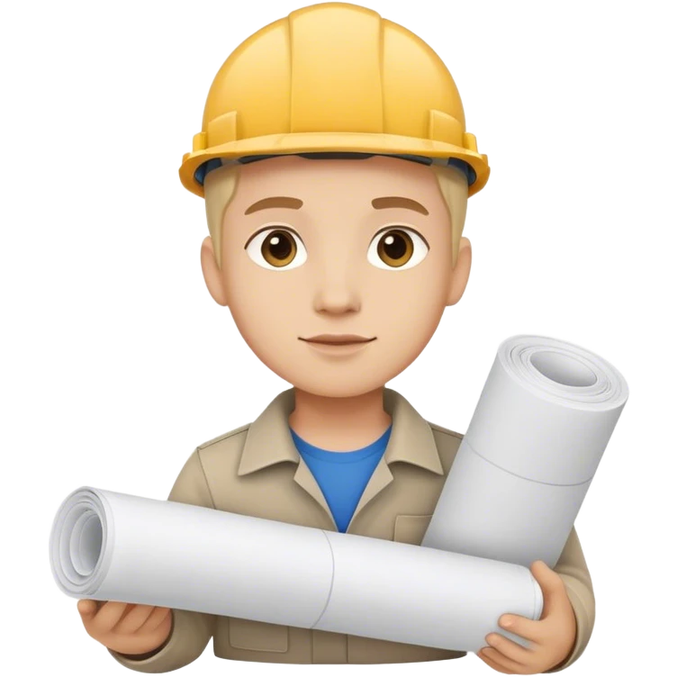 young architect with rolled up plans emoji