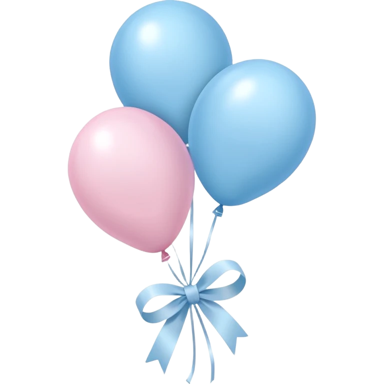 Light pink and pastel blue balloons tied together by a white ribbon emoji