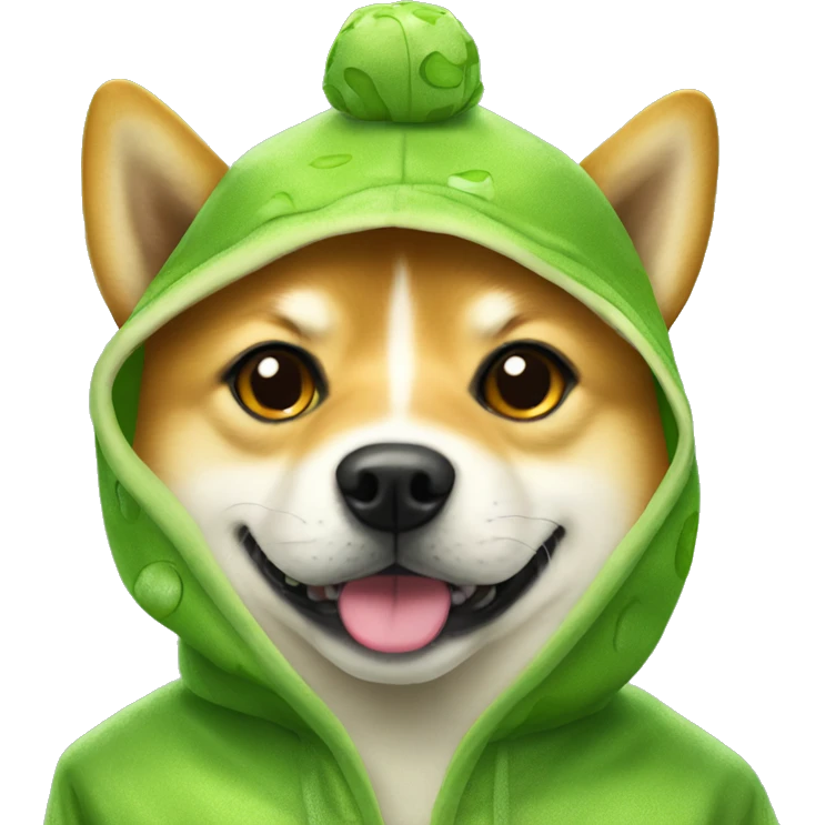 Shiba Inu in a frog costume emoji