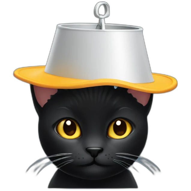 Black cat with a bucket on its head emoji