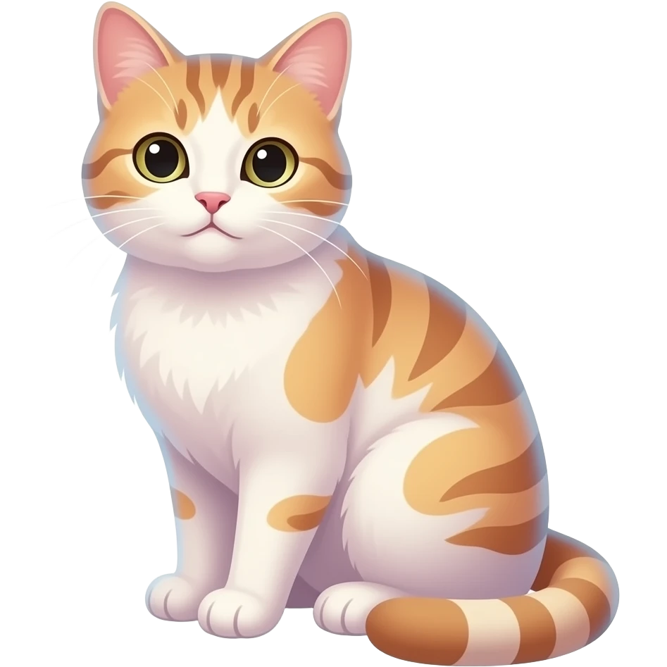 illustration of a sitting cat with soft pastel colors and translucent effect, matte glass style emoji