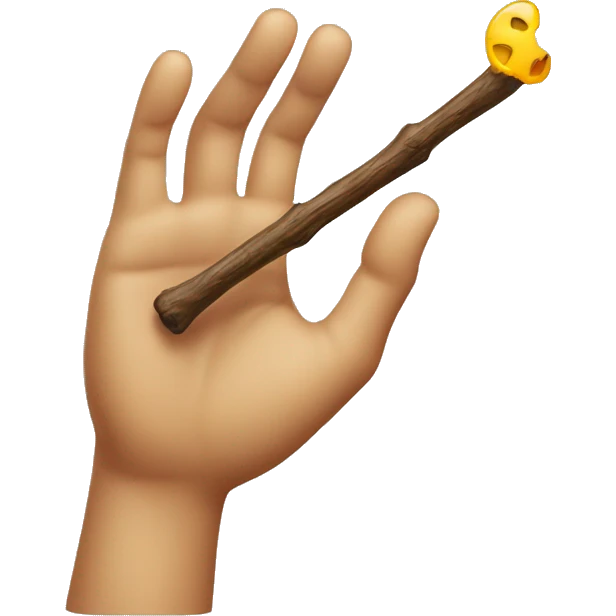 a hand holdig a stick with wax emoji