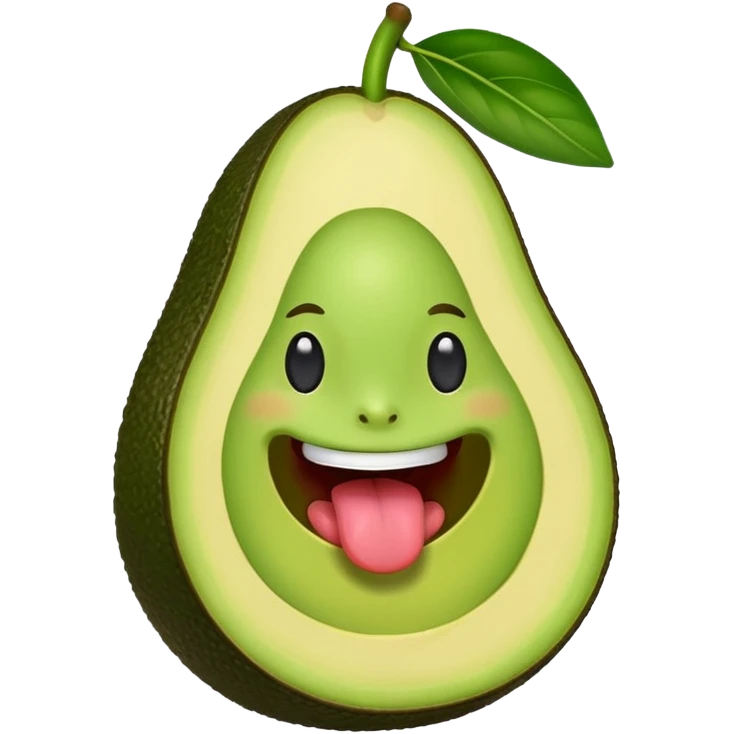 A smiling avocago with its tongue out to the side emoji