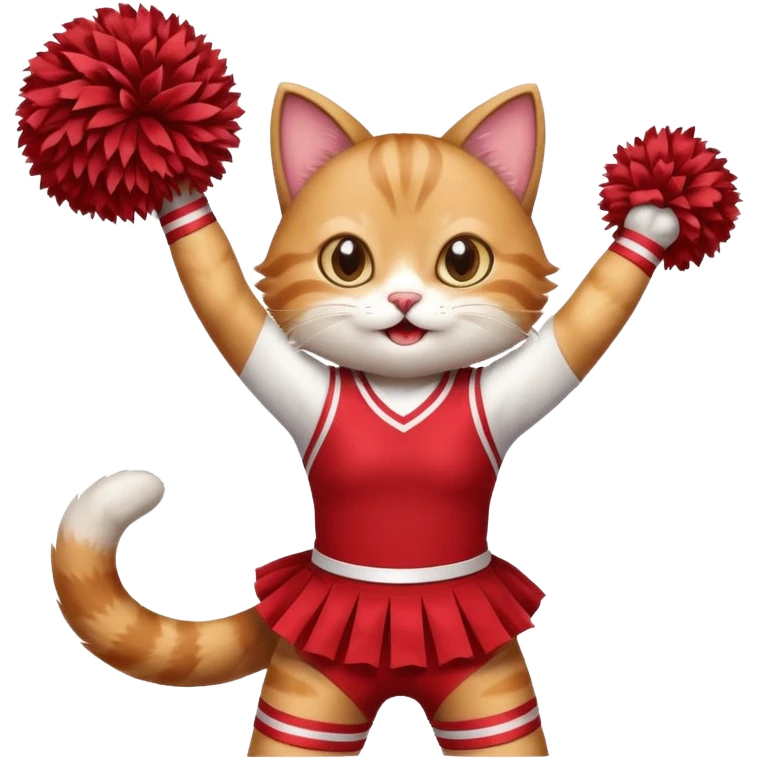 cheerleading cat with pom pom emoji