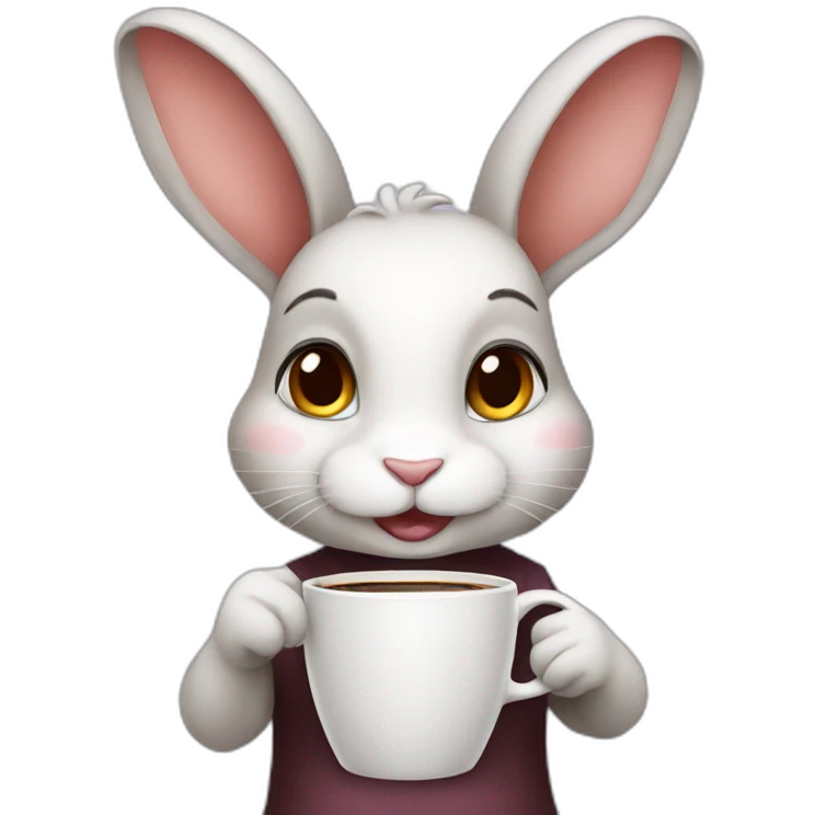 Girly Rabbit drinking coffee emoji