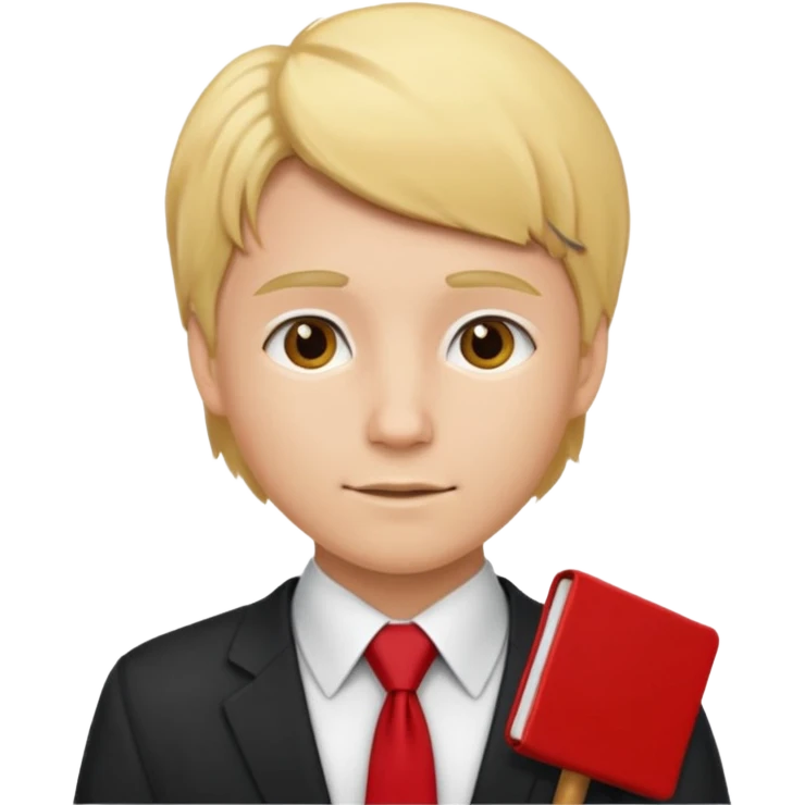 graduate student with red tie and blonde hair emoji
